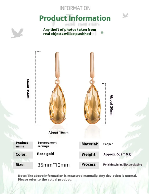 14K Gold Teardrop Champagne Earrings