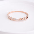 Rose Gold Roman Numeral Cross Titanium Bracelet for Women
