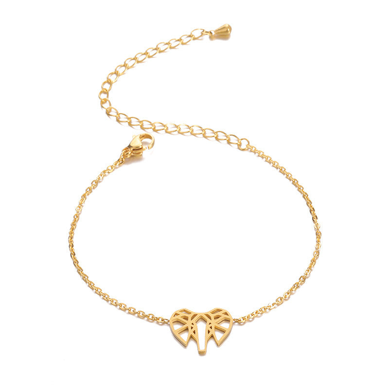 Gold-Plated Elephant Clavicle Stainless Steel Bracelet