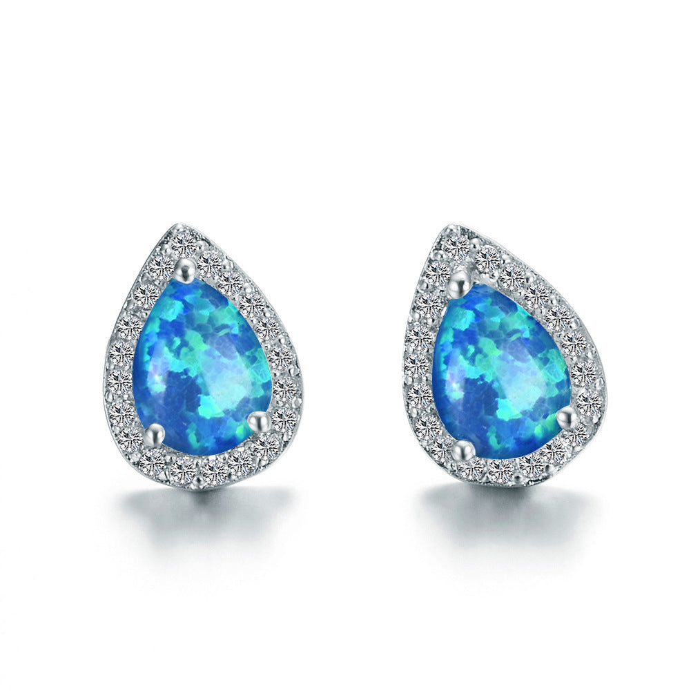 Platinum and Cobalt Blue Drop Earrings