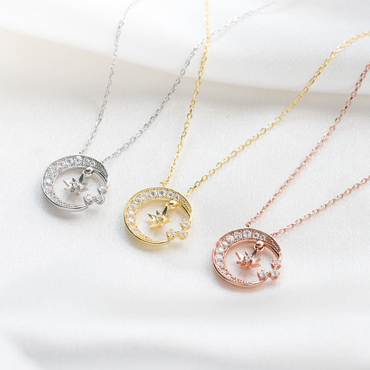 Custom Cute Prince Star Moon Zircon Pendant Necklace