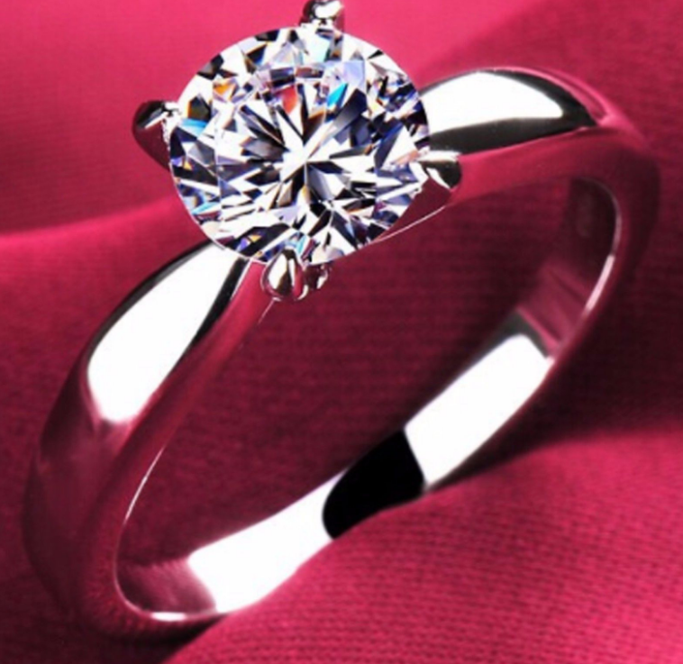 Round Cut Zircon Platinum Ring