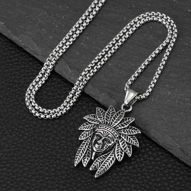 Titanium Steel Indian Necklace with Pendant