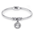 LifeTree Diamond-Studded Titanium Steel Bracelet for Women