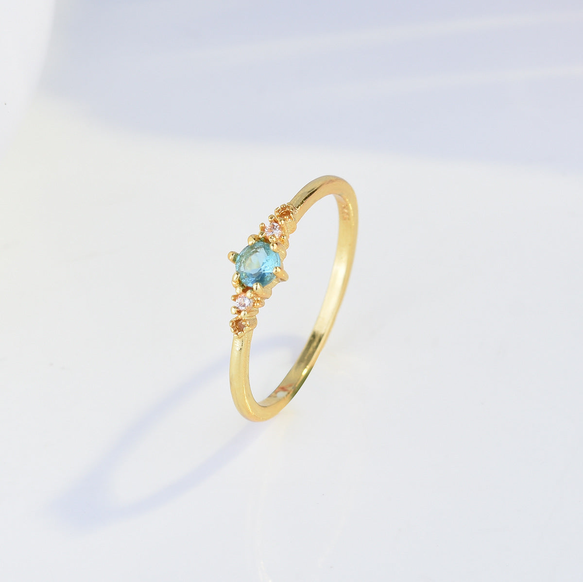 18k Platinum Plated Women's Imitation Aquamarine Ring