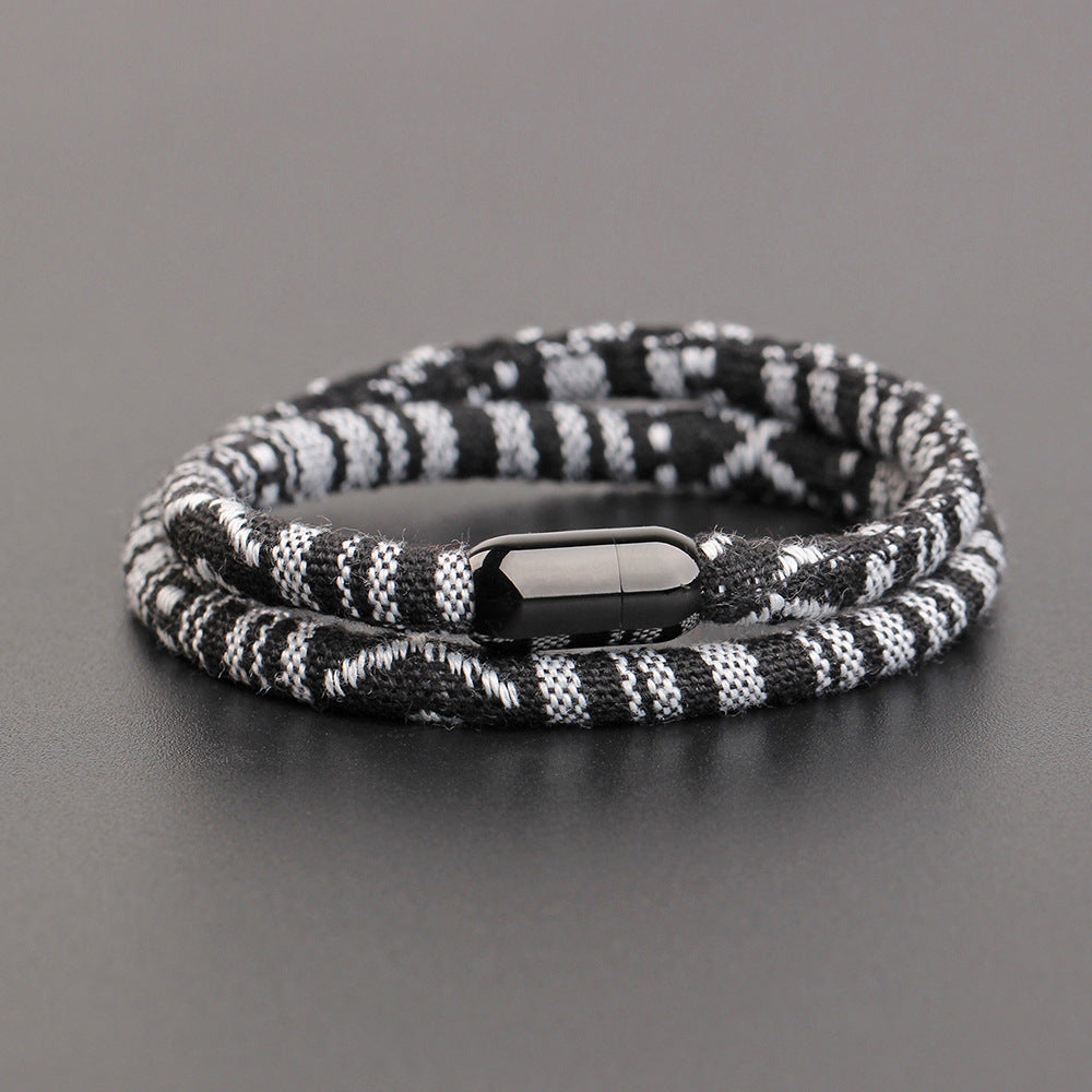 Men's Stainless Steel Bracelet with Carrying Strap