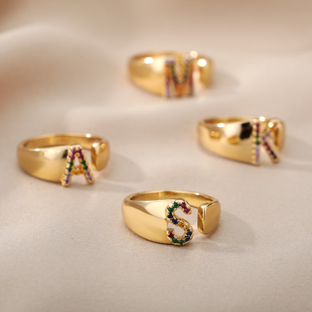 Colorful Zircon Women's Adjustable Vintage Ring Set