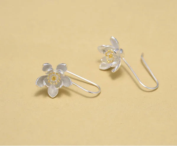 Thai Craft Silver Flower Earrings - S925 Silver Dangles