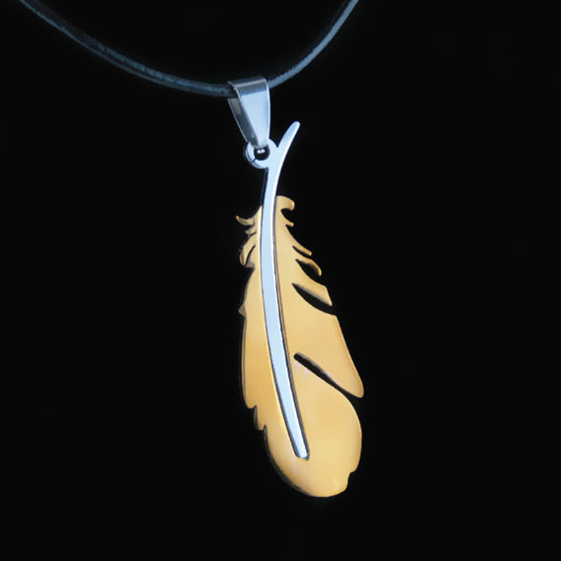 Vintage Feather Titanium Steel Pendant for Couples