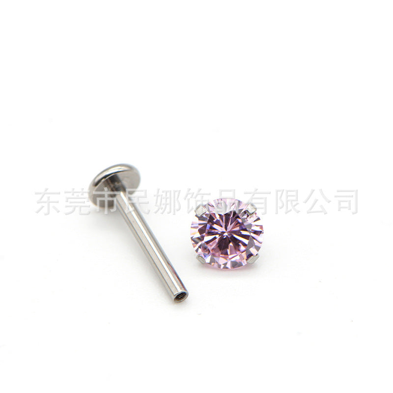 5mm Titanium Steel Earrings with Small Diamonds