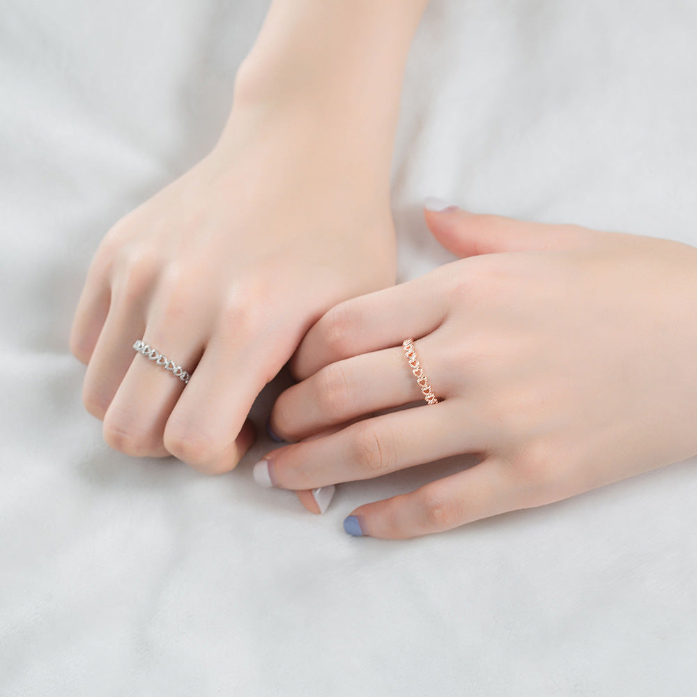New Copper-Plated Platinum Heart Interlocking Ring