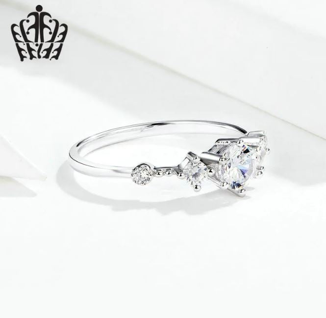 Zircon Platinum-Plated Ring, European And American Fashion