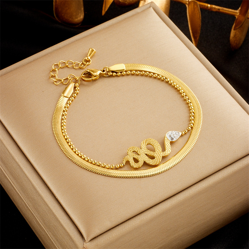 Double-layer Snake-shaped Stainless Steel Bracelet