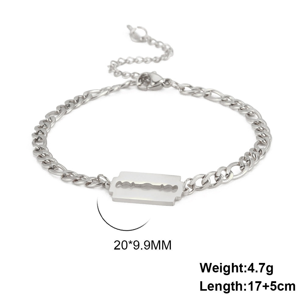 Double Hole Blade Stainless Steel Bracelet