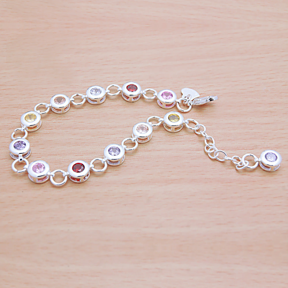 Rainbow Bracelet with Platinum Plating and Zirconia