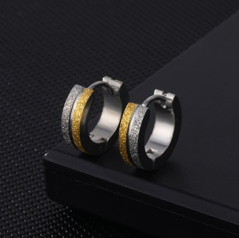 Fashionable Titanium Steel Gold-Plated Matte Earrings