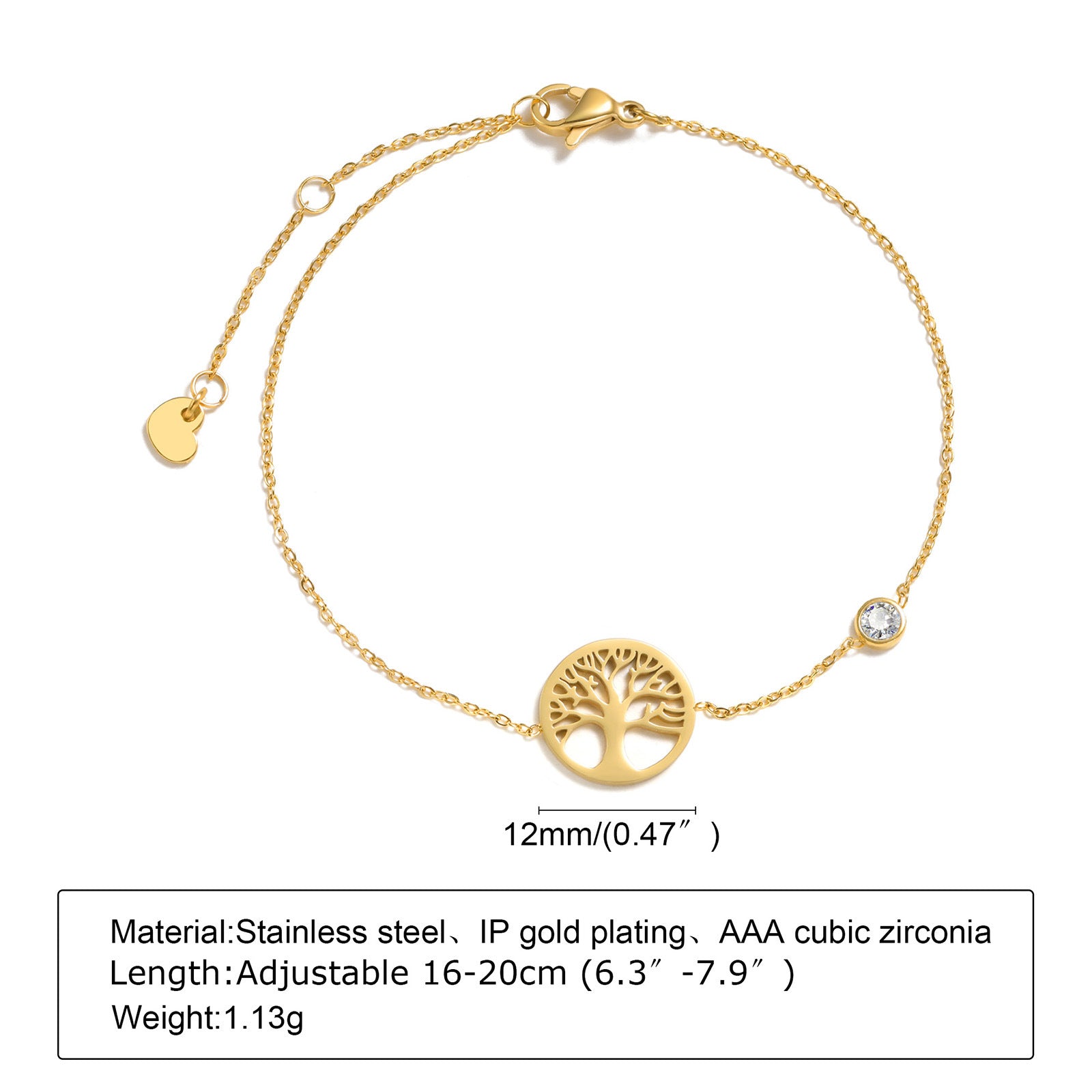 Colorful Zircon Geometric Gold Stainless Steel Bracelet