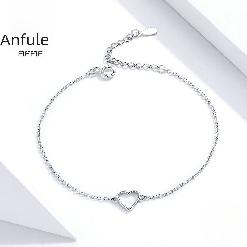 S925 Silver Hollow Heart Bracelet with Platinum Plating