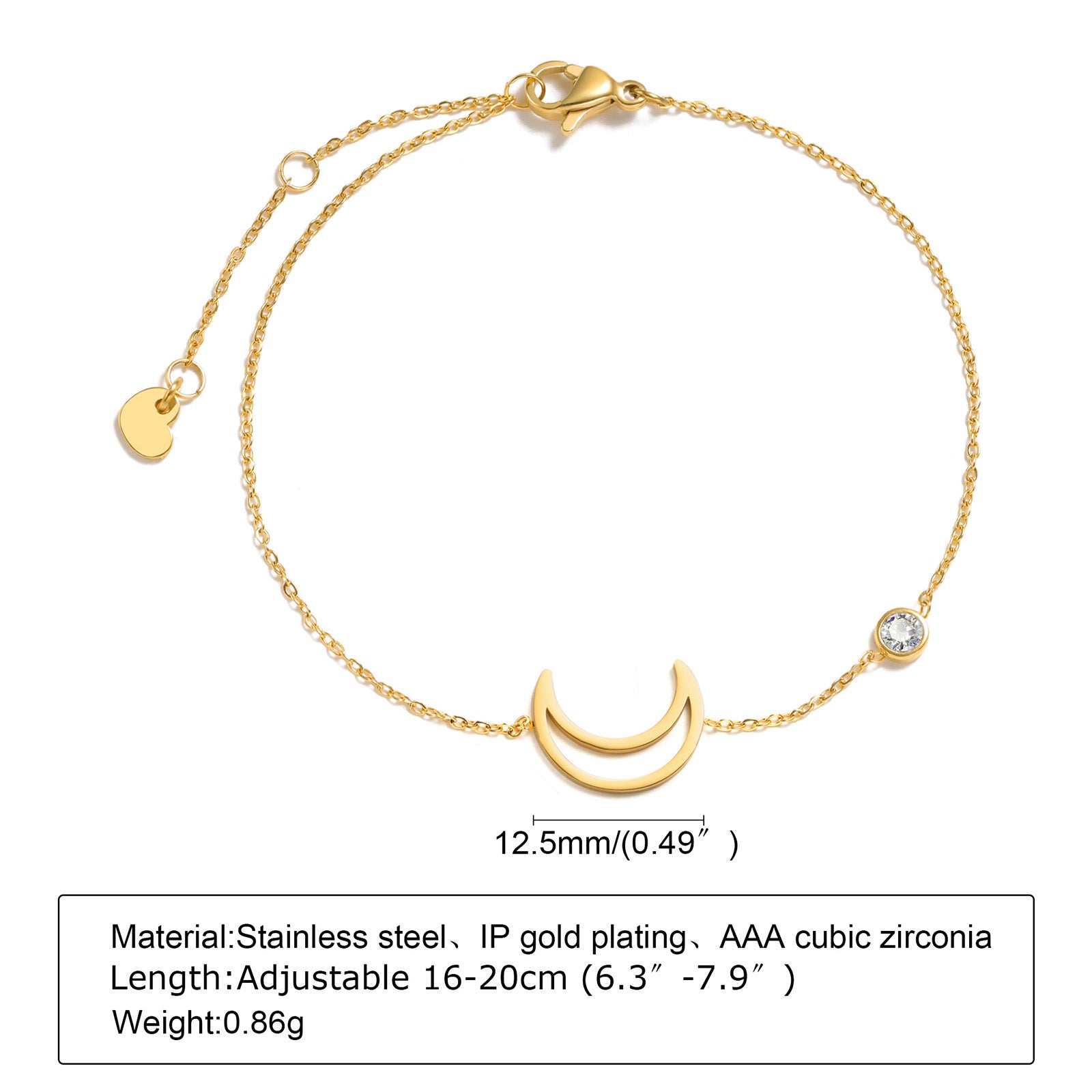 Colorful Zircon Geometric Gold Stainless Steel Bracelet