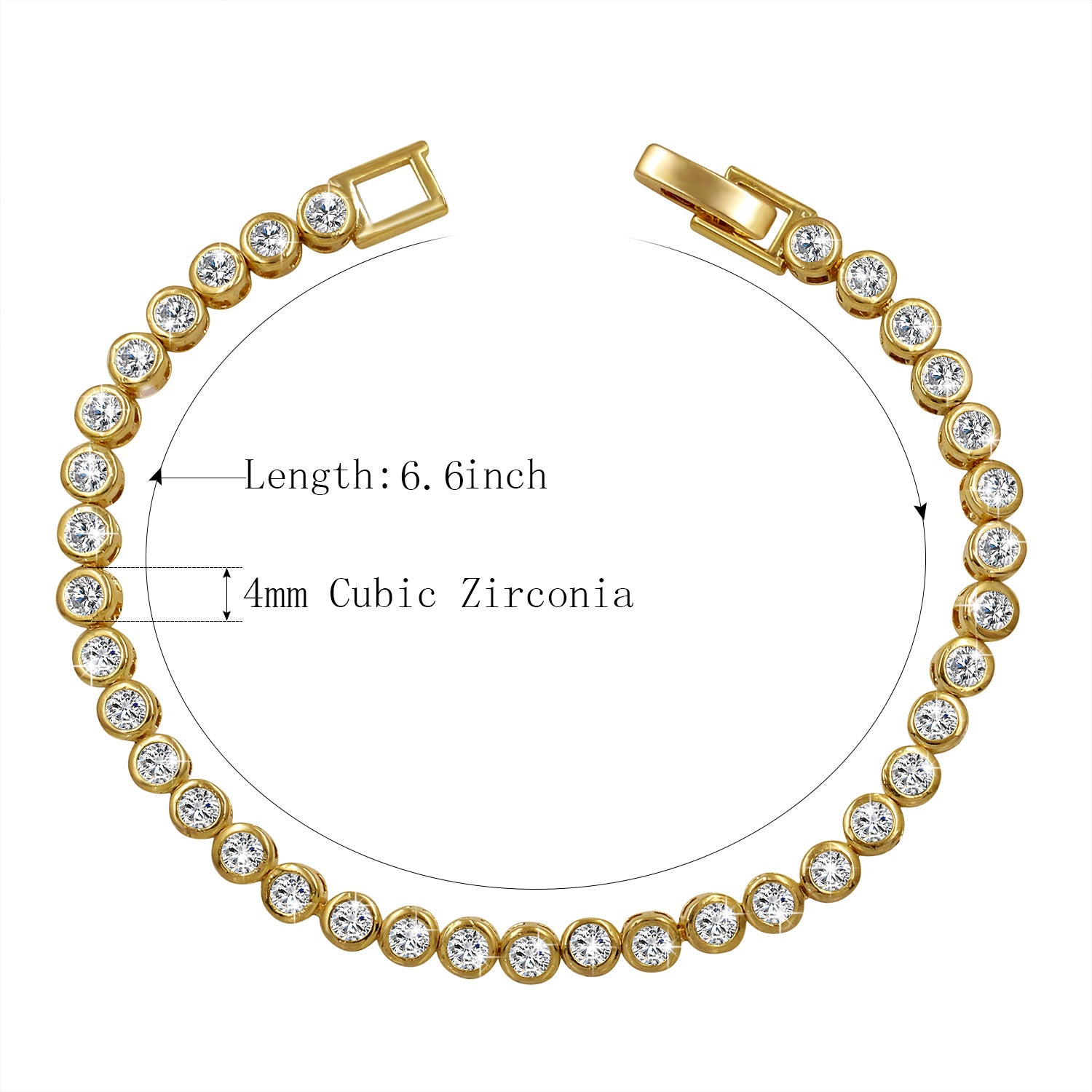 Simple Copper Zircon Bracelet in Platinum Finish