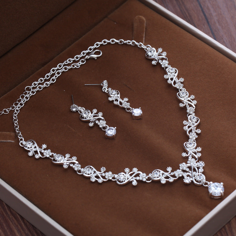 Korean Style Zirconia Necklace and Earring Set