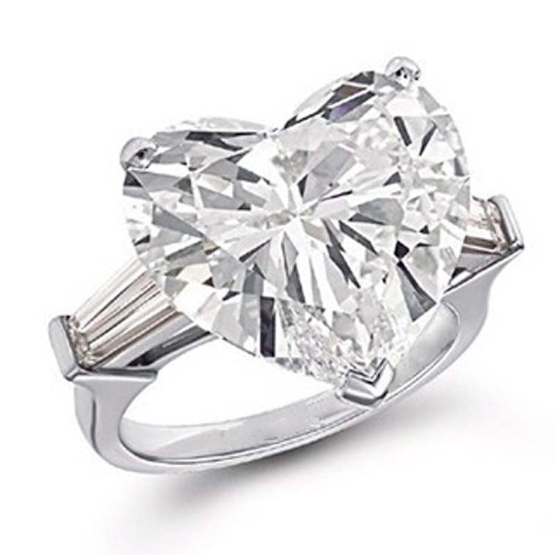 JZ055 Platinum Plated Heart Shaped Engagement Ring