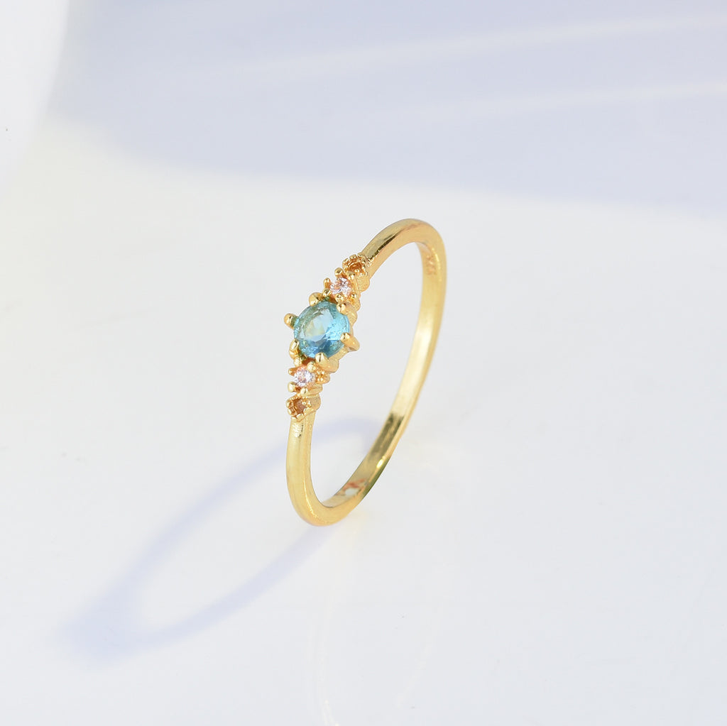 18k Platinum Plated Women's Imitation Aquamarine Ring