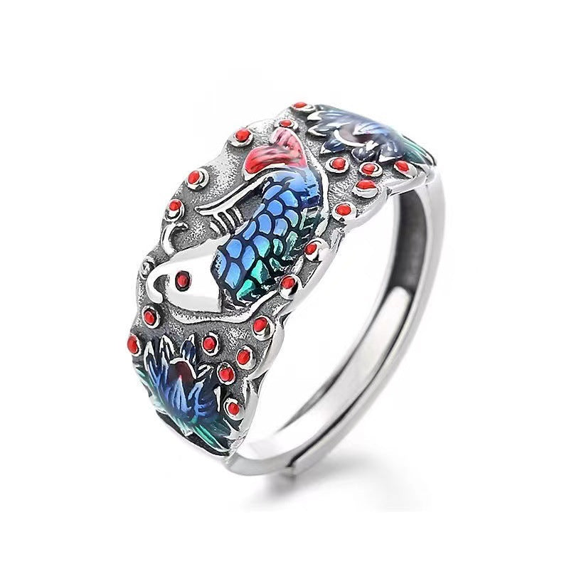 Vintage Epoxy Glaze Girl Ring
