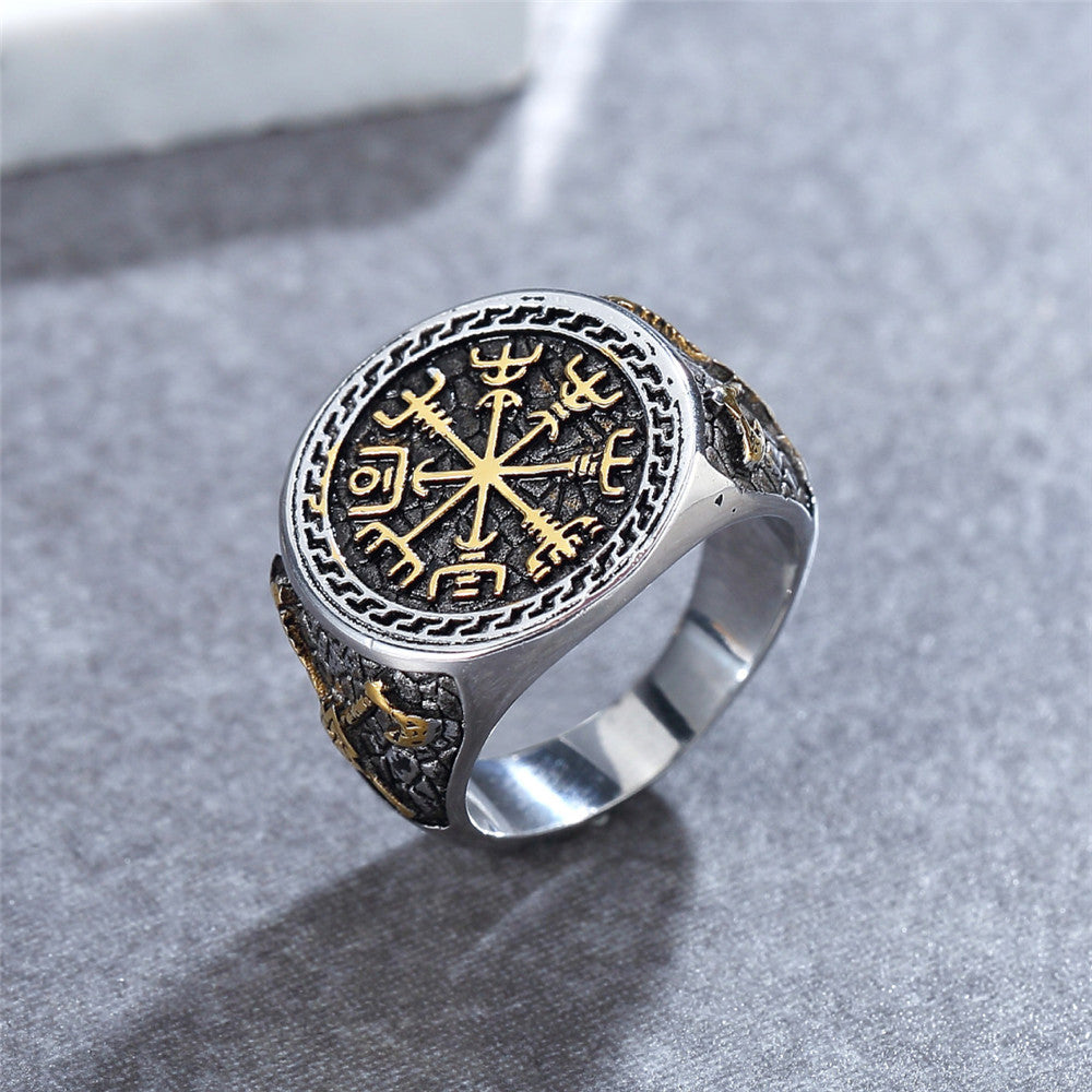 Scandinavian Viking Axe Totem Titanium Ring for Men