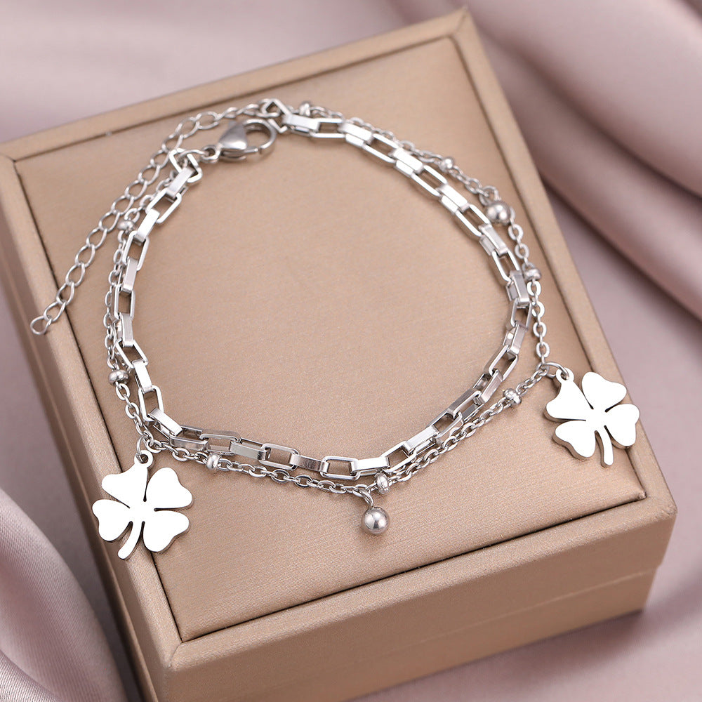 Lucky Clover Titanium Steel Bracelet