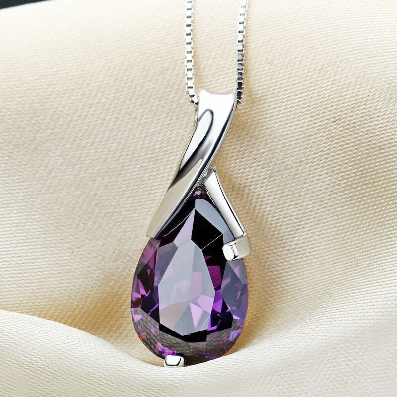 Elegant Amethyst Necklace with S925 Silver Pendant