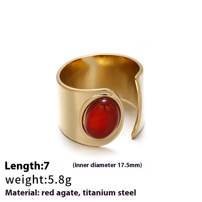 Red Agate Steel Ring