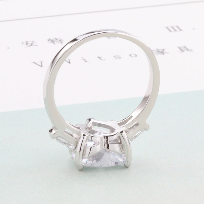 JZ055 Platinum Plated Heart Shaped Engagement Ring