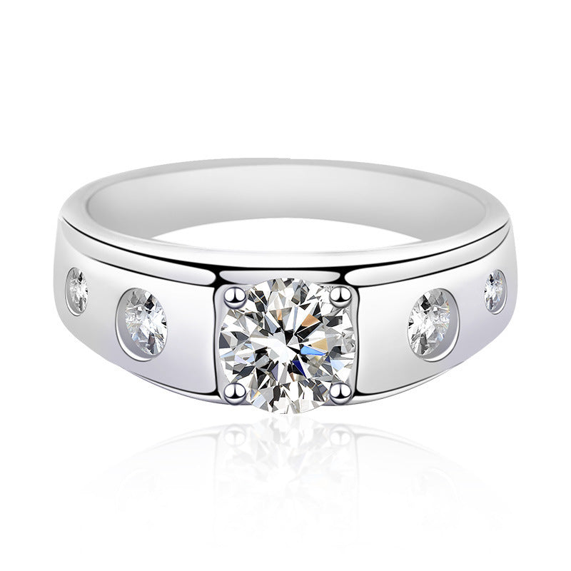 Moissanite Rhinestone Women's Sterling Silver Fashion Ring