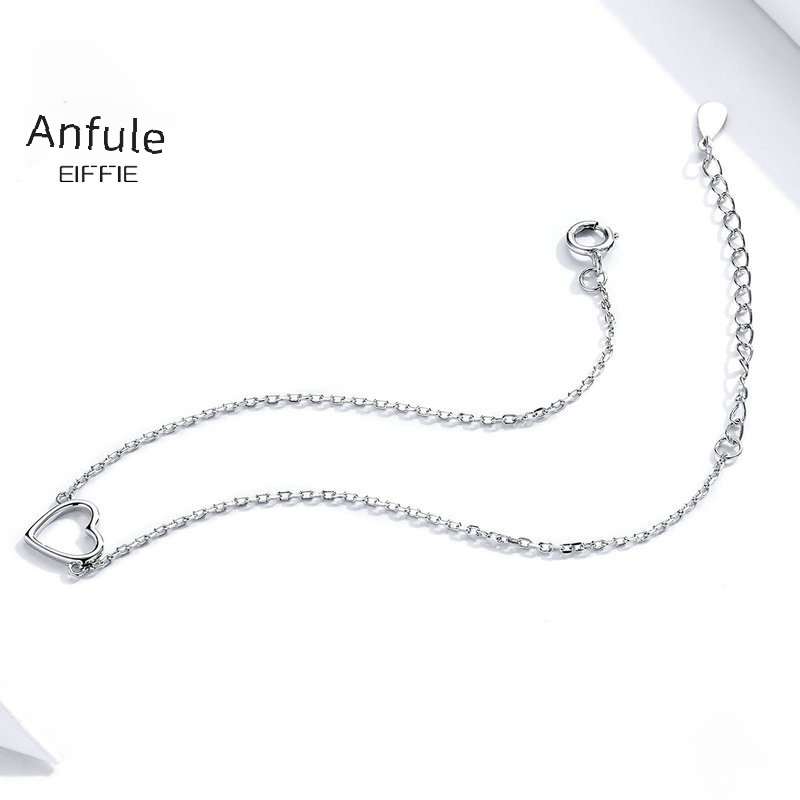 S925 Silver Hollow Heart Bracelet with Platinum Plating