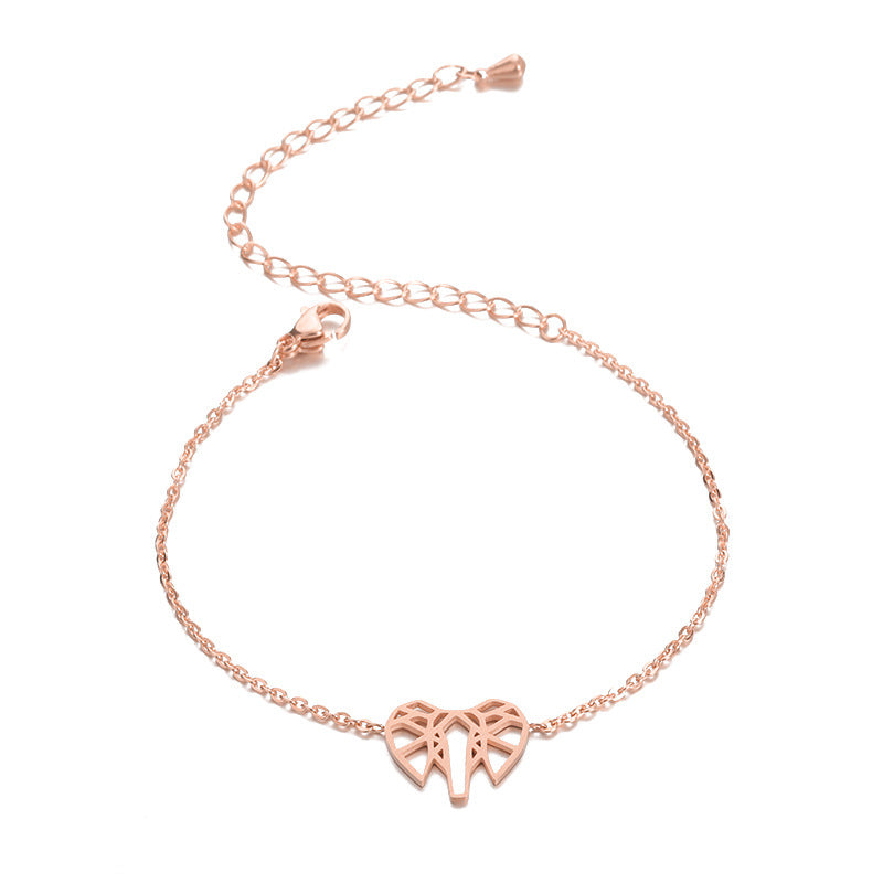 Gold-Plated Elephant Clavicle Stainless Steel Bracelet