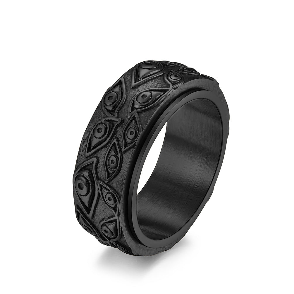 Men's Vintage Rotating Eye of the Demon Titanium Ring