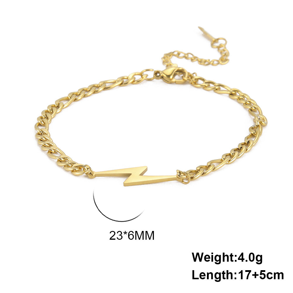 Double Hole Lightning Pendant Titanium Steel Bracelet