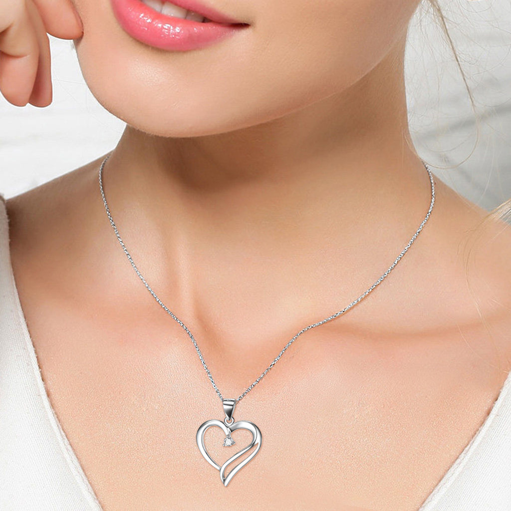 Heart-Shaped Necklace with 925 Sterling Silver Pendant