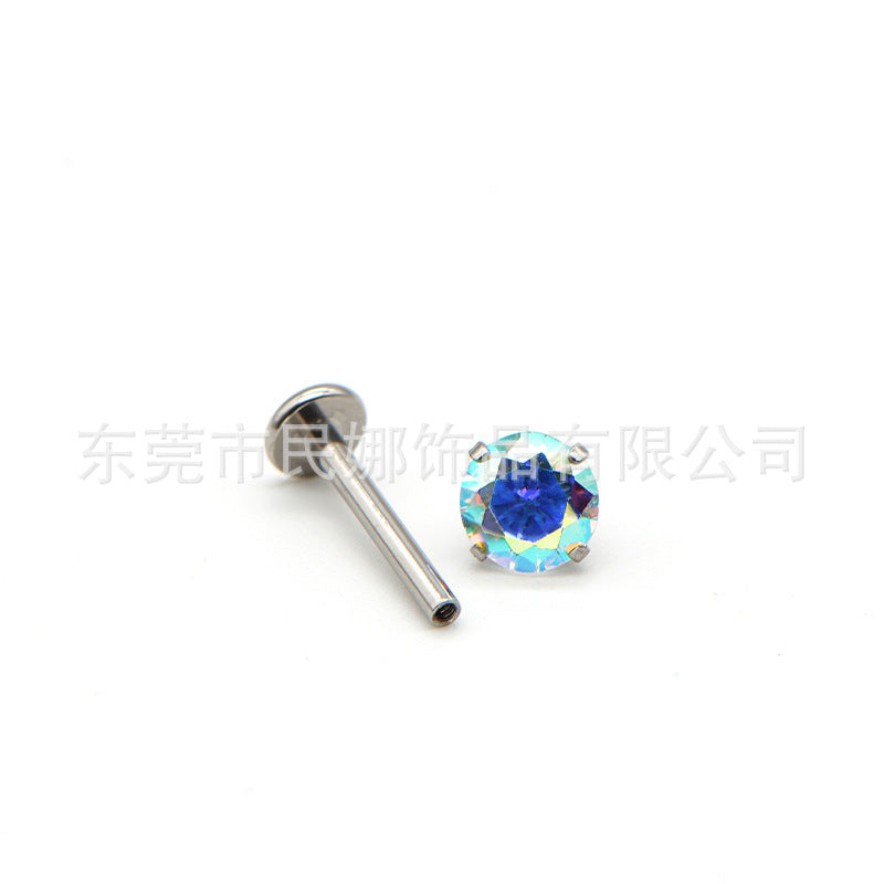 5mm Titanium Steel Earrings with Small Diamonds