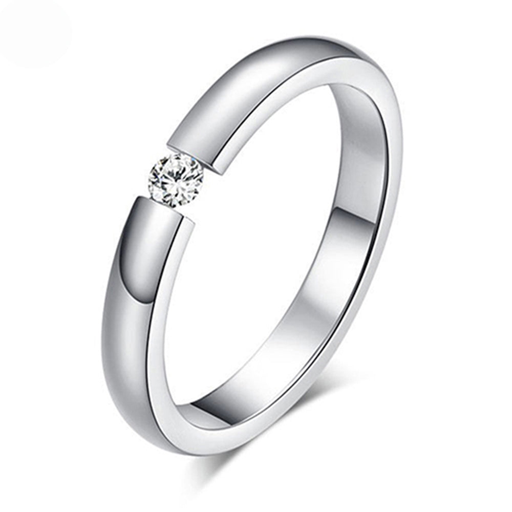 Titanium Steel Zircon Ring, Couple Joint Ring