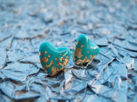 Vintage Colorful Glass Earrings with Platinum Plating
