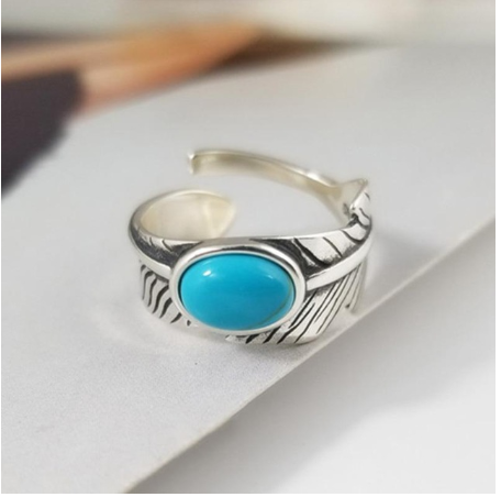 Vintage Feather Ring, Retro Style Feather Ring