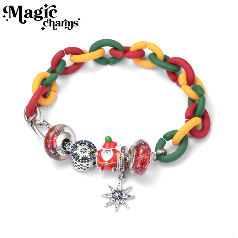 Magic Charms Christmas Snowflake Bead Bracelet S925 Silver