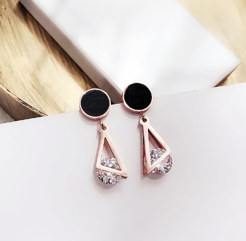 Geometric Double Triangle Titanium Steel Stud Earrings