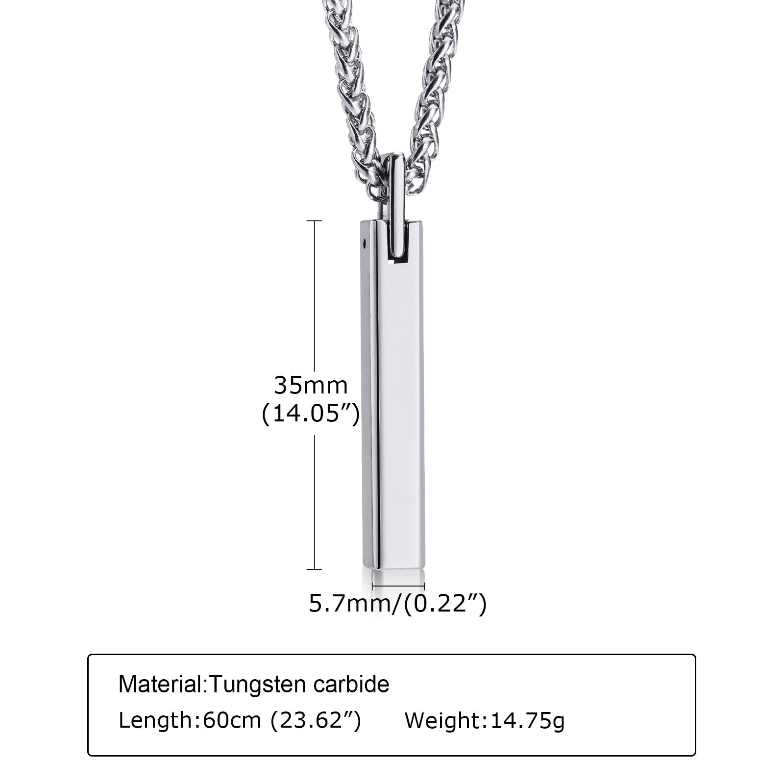 Minimalist Men's Tungsten Steel Pendant Necklace PN-703