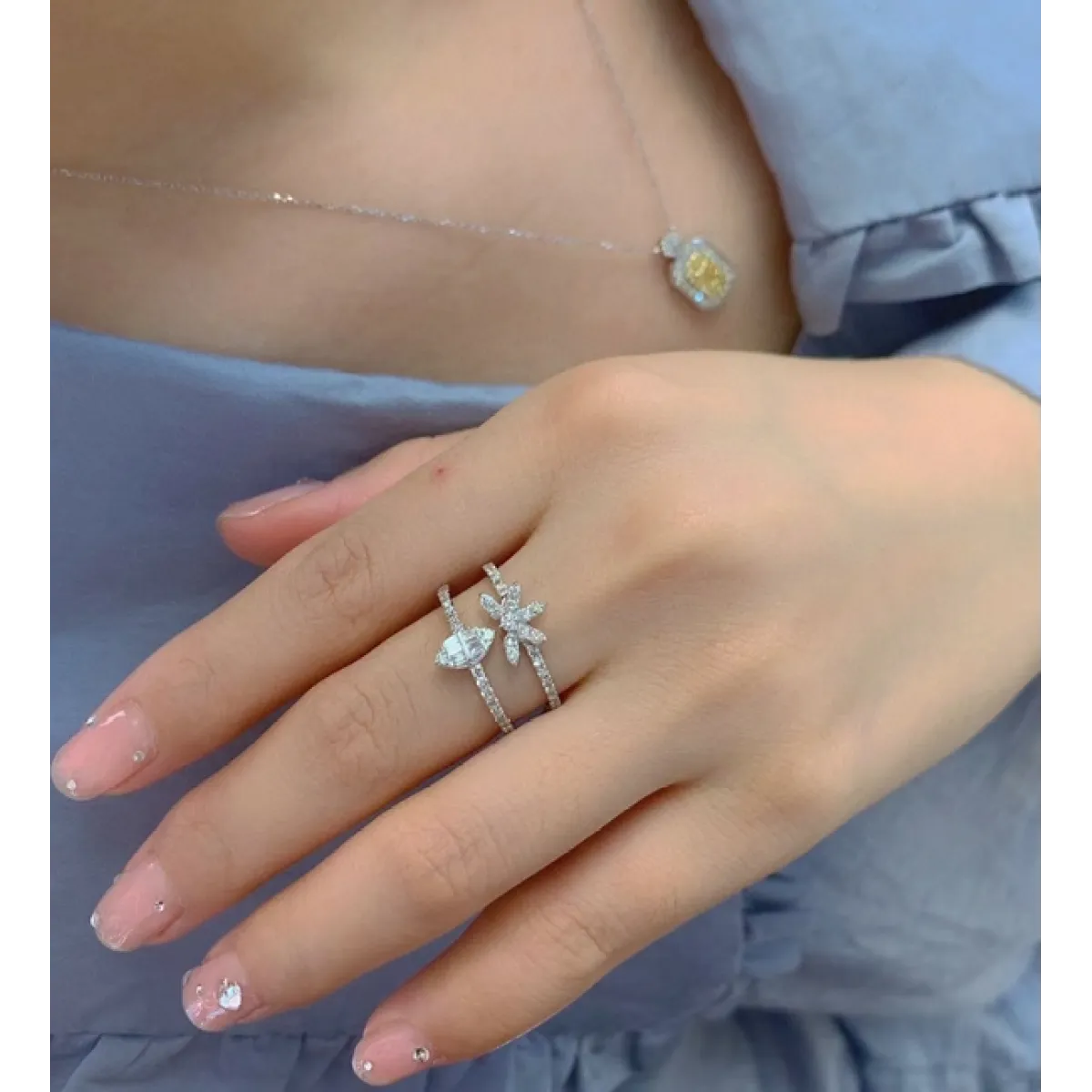 Three-layer Zircon Ring