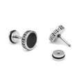 Hypoallergenic earrings for menMens surgical steel black stud earring jewelryGreat Wall wall grain round cake shapeSingle black gel 0.4 inches wide (Light black)