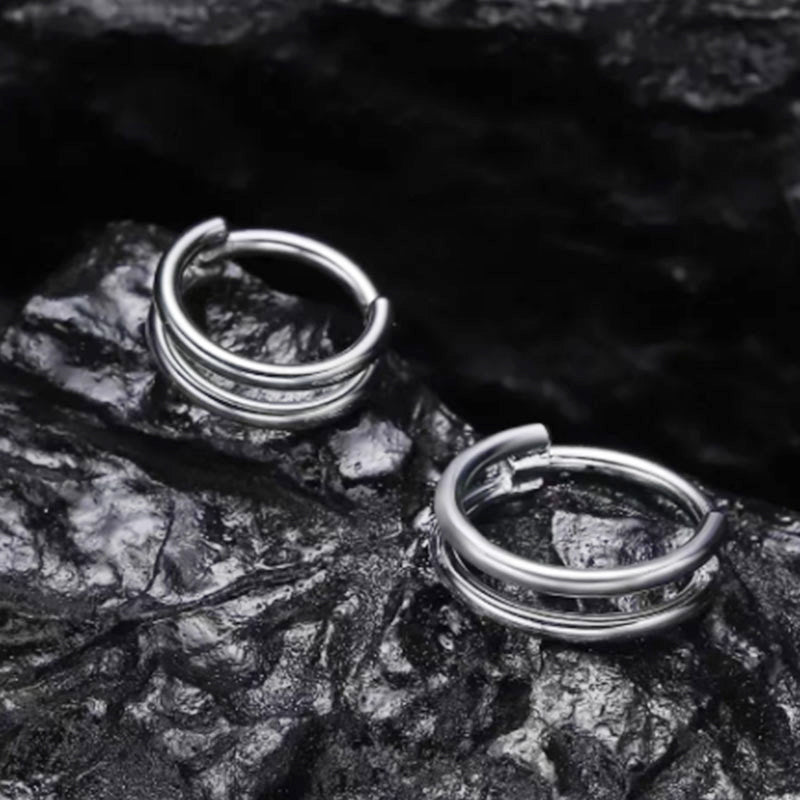 316L Stainless Steel Double Nose Ring and Cartilage Earring