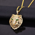 Diamond Tiger Head Pendant in Gold, Silver, & Rose Gold